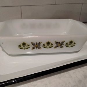 Fire King Meadow Green Vintage Bread Pan